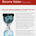WikiLeaks candidato a los nominados del premio Nobel de la Paz 2011