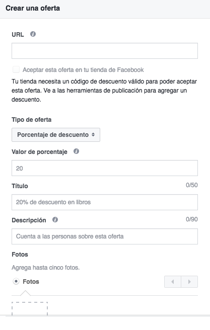 crear oferta en facebook