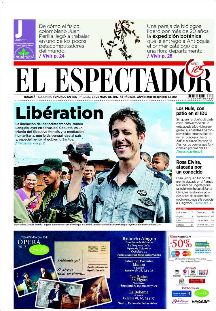 Langlois en las portadas de los principales diarios colombianos - Clases de  Periodismo