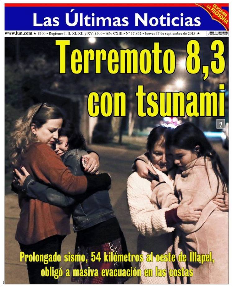 Terremoto: Estas son las portadas de los diarios chilenos - Clases de  Periodismo